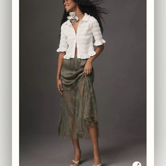 Maeve Tops - Anthropologie Maeve Smocked Button-Front Top cream 2X